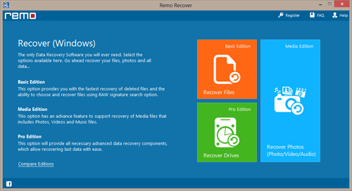 Retrieve Data from Windows 8 - Main Screen